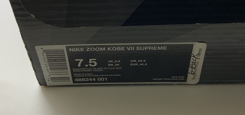 Nike NEW Mens Zoom Kobe VII 7 Supreme Black Silver Yellow US Size 7.5 Authentic - Picture 12 of 17