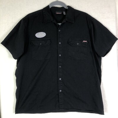 Dickies Work Shirt Mens 2XL Black Genuine Logo Short Sleeve Button