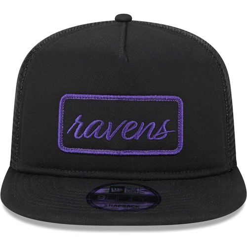 Baltimore Ravens New Era Forum Trucker 9FIFTY Snapback Hat Cap Men's Golf Script - Picture 2 of 5