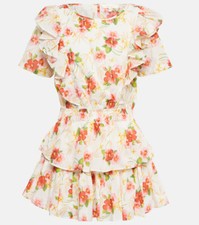 LoveShackFancy Natasha Floral Fit+Flare Mini Dress sz S