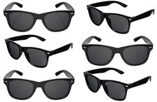 MENS WOMENS SUNGLASSES 6 Pack of GLASSES WAYFARE STYLE RETRO BLACK SUNGLASSES