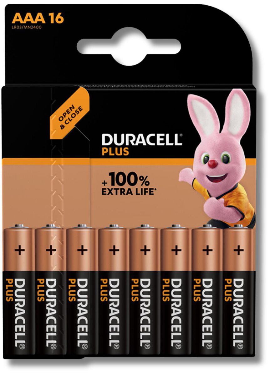 16x DURACELL AAA PLUS Batteries LR03 MN2400 Stilo 1.5V Alkaline *EXPIRY 03/2034*