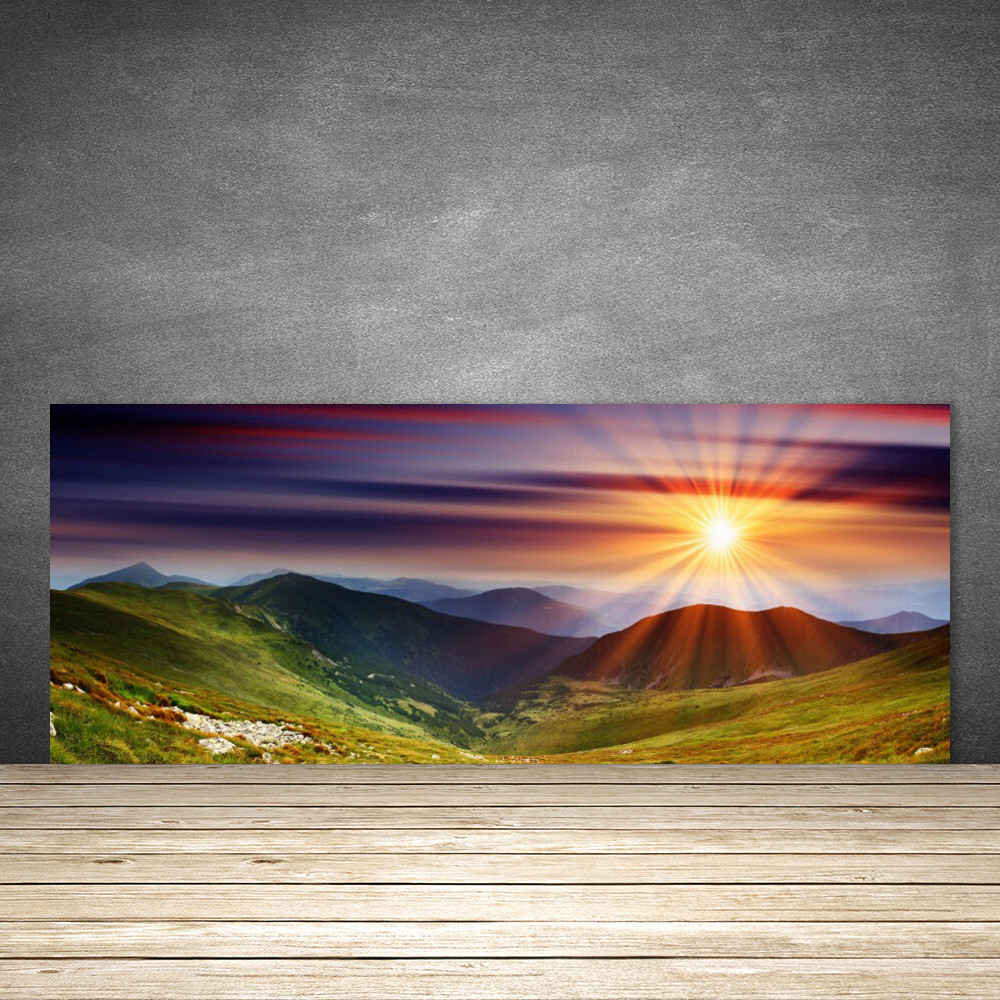 Crédence de cuisine en verre 125x50 cm avec motif de montagne