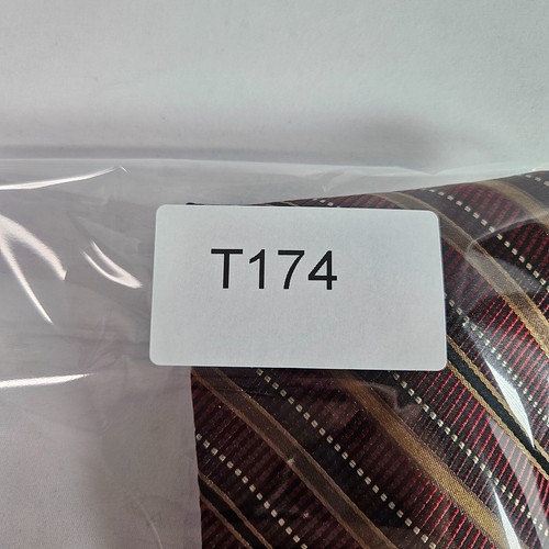 Paul Dione 100% Silk Tie Red Gold Stripes 3.75" x 59" - Picture 8 of 8
