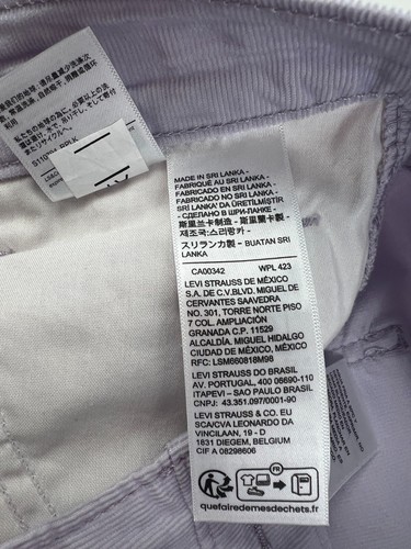 Levi's Premium Women Baggy Carpenter Lightweight Corduroy Pants Lilac 28x29 NWT - Picture 9 of 20