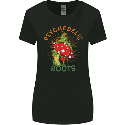 Psychedelic Roots Magic Mushrooms LSD Hippy Womens Wider Cut T-Shirt