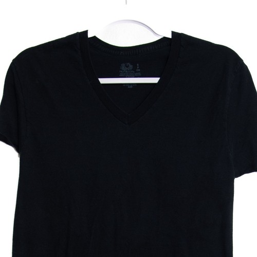 Fruit Of The Loom Mens Black V-Neck T-Shirt S Cotton Casual Wear - Picture 5 of 10