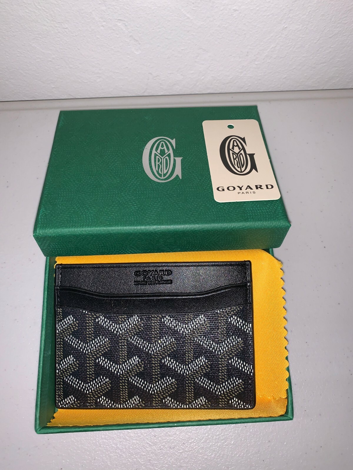 goyard card holder green