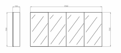 1500x750x150mm PENCIL EDGE MIRROR SHAVING MEDICINE BATHROOM WALL HUNG CABINET - Picture 2 of 2