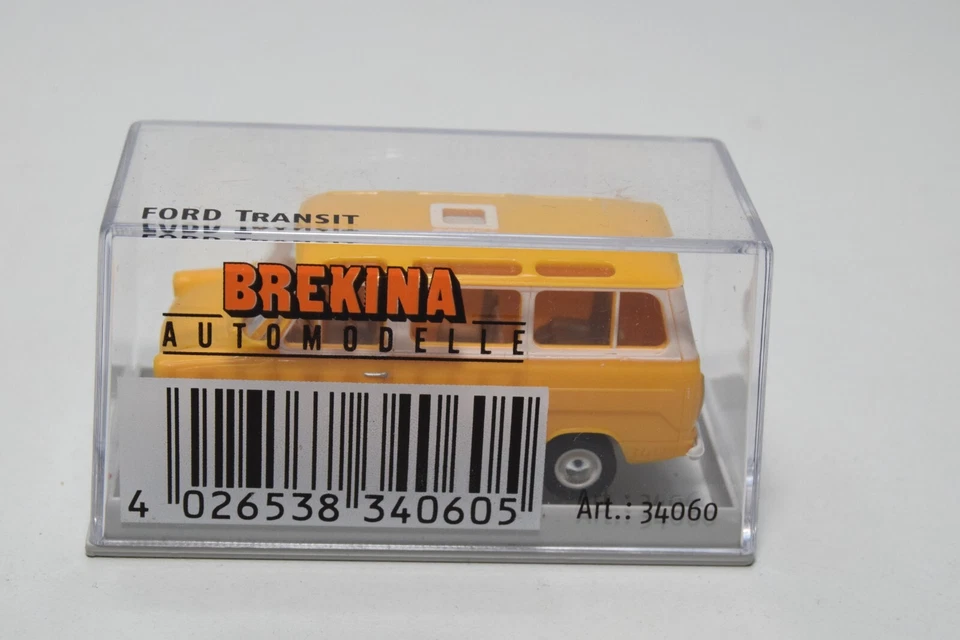 B8 1:87 BREKINA 34060 FORD TRANSIT PERSONE FINESTRINO FURGONE GIALLO NUOVO CO... - Immagine 3 di 4