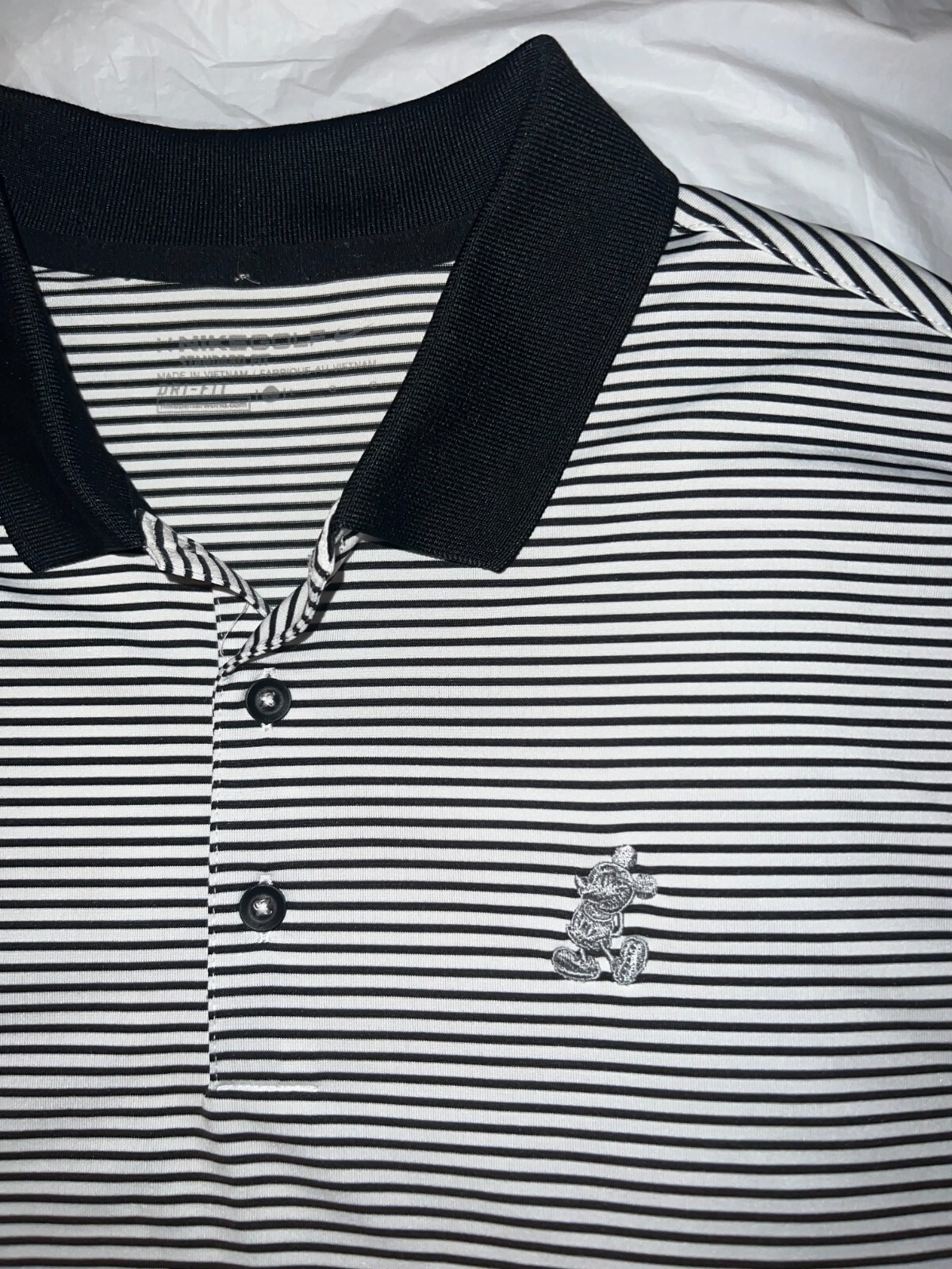 Nike Golf DRIFIT Disney Parks Mickey Golf Polo Shirt Large Black White