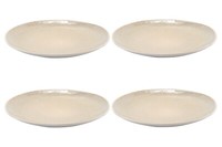 Dessertteller 4Er Set Kuchenteller Teller Steingut Beige Weiß Mit PräGung Ø22 Cm