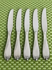Oneida CAMBER Scroll Stainless 5 Dinner Knives Glossy Flatware