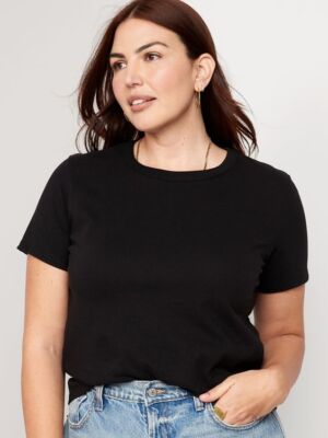 OLD NAVY Women's Black EveryWear Crew-Neck T-Shirt Sizes-- M   L   XL   XXL