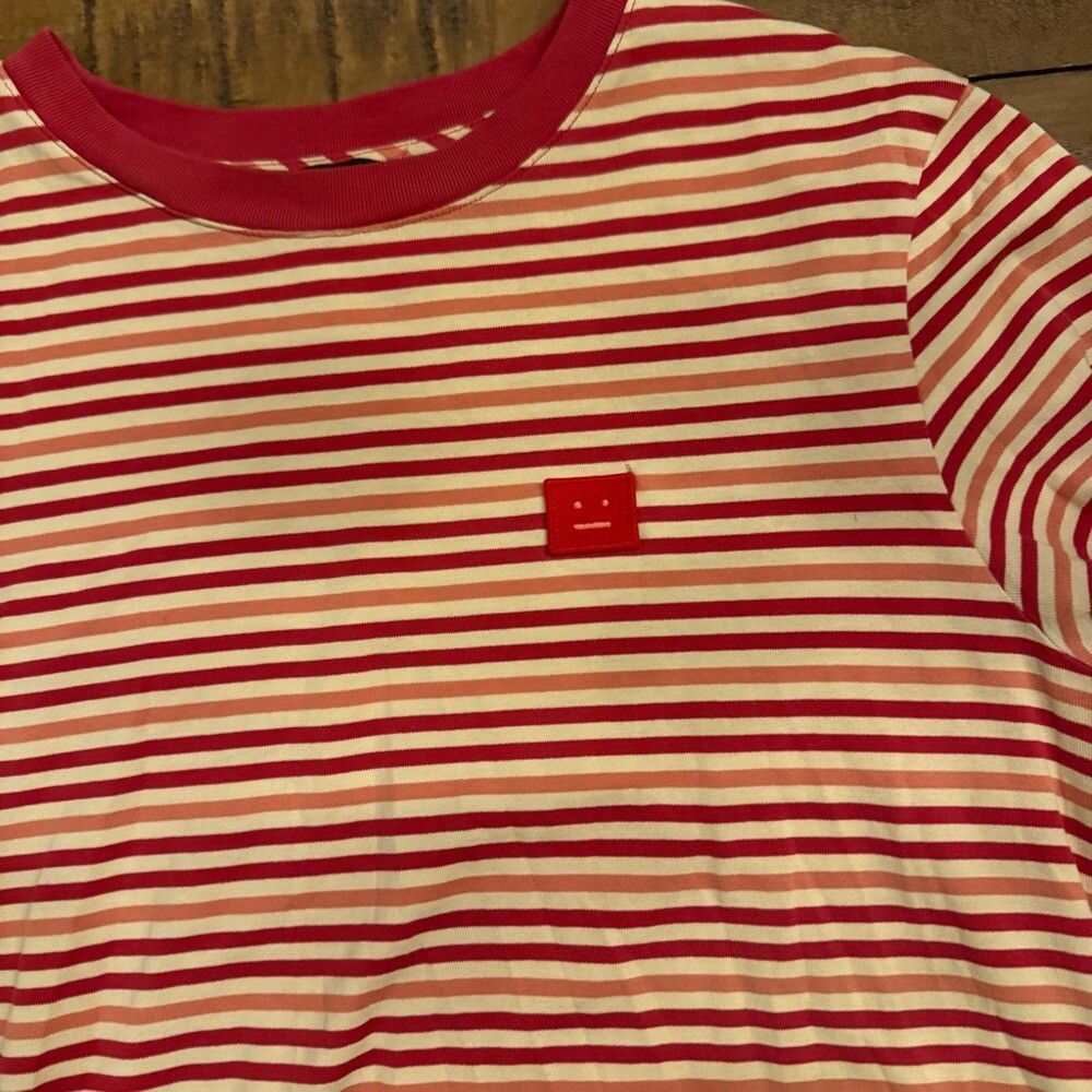 ACNE STUDIOS Striped Smiley Patch Tee - image 4