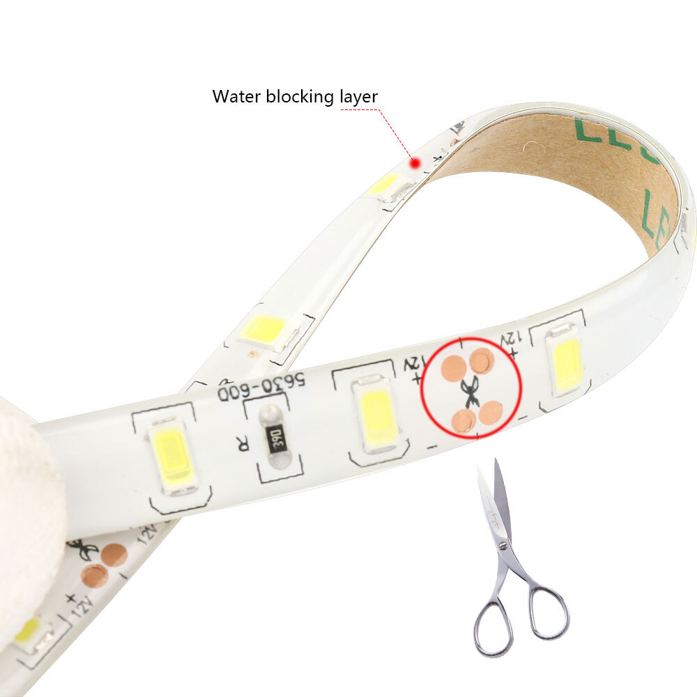 Bande lumineuse LED 12 V 5630 SMD, blanc chaud/froid, 60 LED/m, flexible, étanche_voghion.com