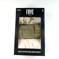 FRYE Mens 3 Pack Cotton Blend Boxer Briefs Size Small Solids Camo Tagless