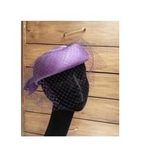Chapeau Cérémonie En Pochette Avec Voilette Violet Fabriqué En Italie