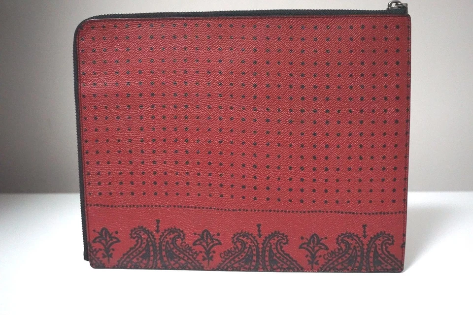 Coach Crossgrain Leather Red Bandit Printed Slim Zip Tablet Case Folio F63321 - Image 2 of 4