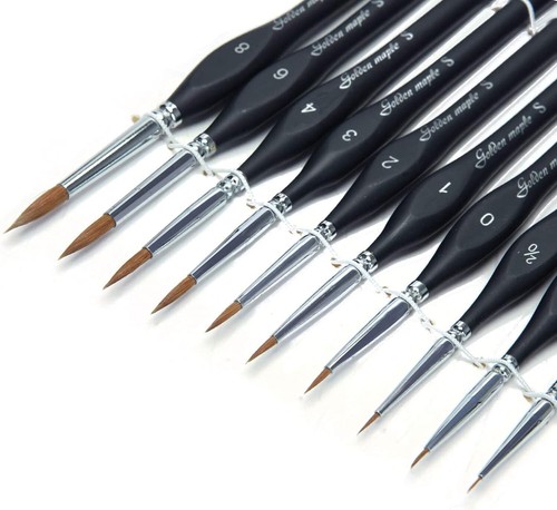 Kolinsky Sable Detail Paint Brush Set - 10Pcs, Perfect for Fine Detailing & Art - Picture 2 of 15