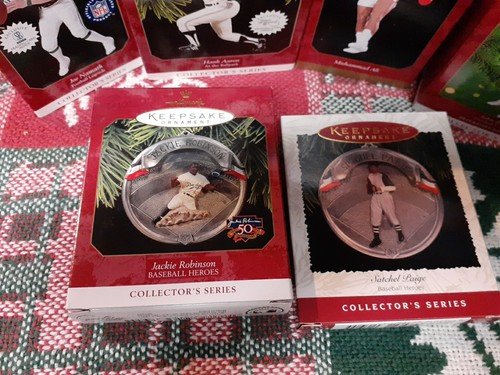 Sports Lot 6 Hallmark Bundle Keepsake Ornaments Hank Aaron, Ali, Elway,Ryan - Picture 2 of 5