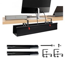 28" No Drill Under Desk Cable Management Tray - Upgraded Oxford Fabric with C...