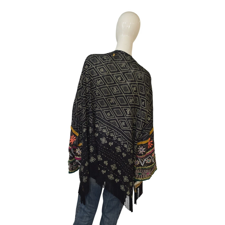 Ruby Yaya Embroidered Boho Kimono Black Jacket – One Size – 100% Cotton - Image 2 of 4