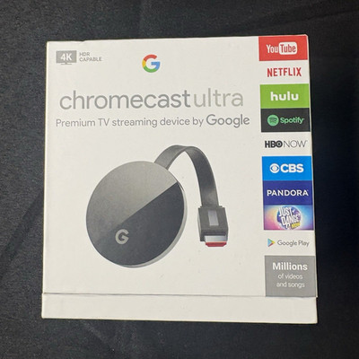 Google Chromecast Ultra 4K HDR 2160p Streaming Dongle HDMI Wi-Fi Ethernet Black