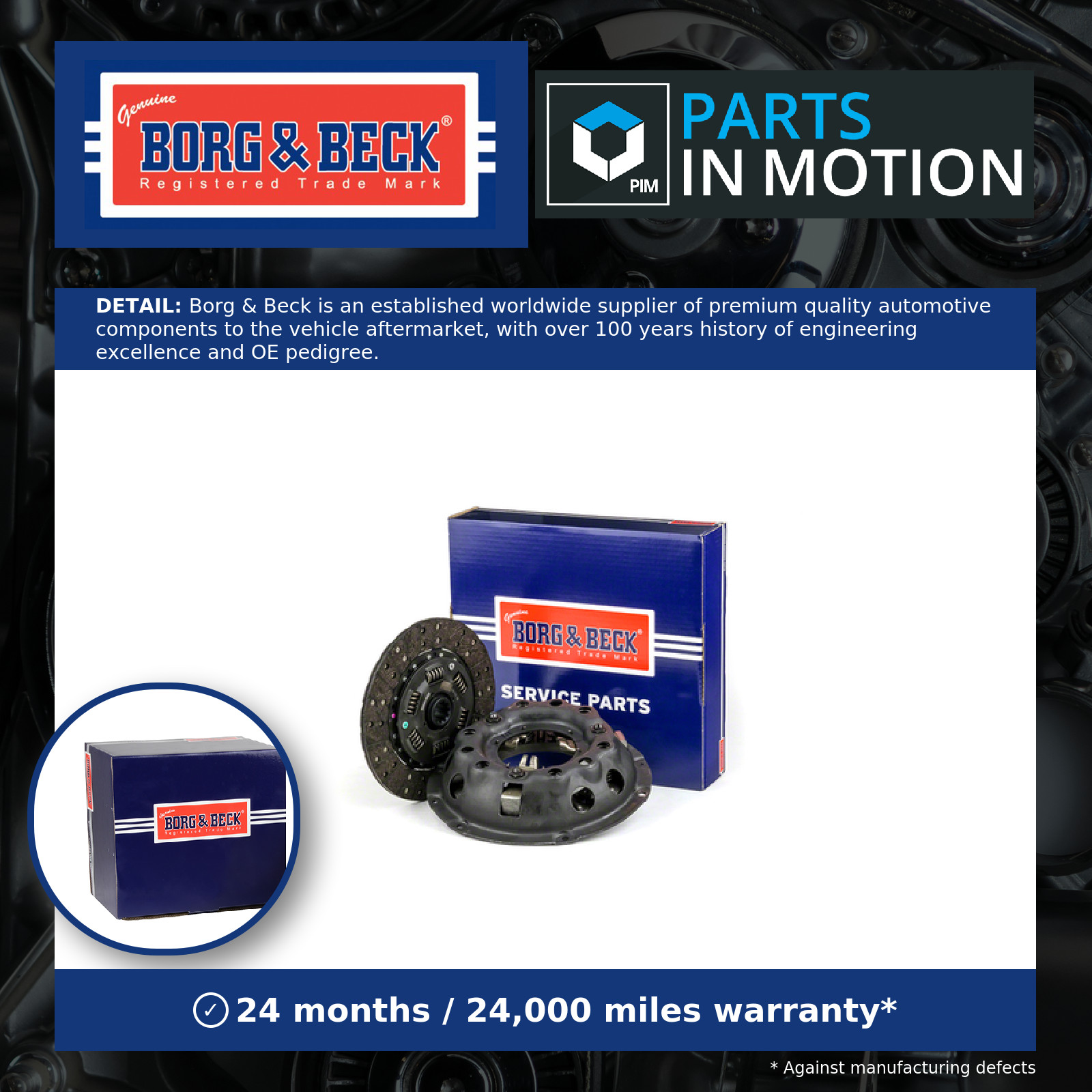 Clutch Kit 3pc (Cover+Plate+Releaser) HK1007 Borg & Beck Top Quality Guaranteed