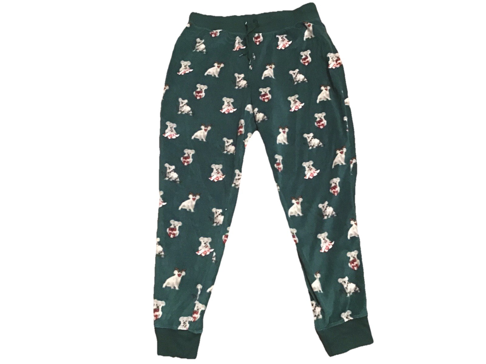 Aeropostale Womens L Koala Bear Green Microfleece Jogger Pajama Set