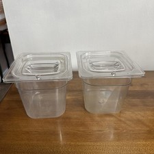 2Rubbermaid Commerical Kitchen Deep Food Pan w Lid - 1/6 6x6 IN 2.5 QT.  - CLEAR