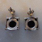 Vintage Sterling Silver Post Earrings Featuring Opal Lakestone And Diamond Chips — photo 6
