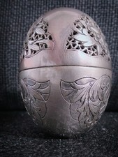 Raro Uovo Portagioie Argento antico Cinese Export Silver