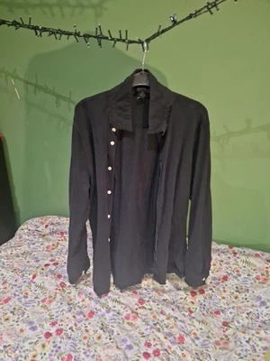 Black H&M Muscle Fit Long Sleve Shirt Size Large 97% Cotton - Image 1 of 4
