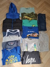 Boys Gillet Tops T-shirts Joggers Denim Shorts Bundle Age 11-12  ( Items &times;13 )