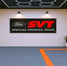 Ford SVT Flag Banner 71x24" Garage Wall Decor for Car Fans