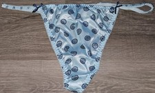 Vintage Joe Boxer Satin String Bikini Thong Panties Blue Bows Dot Print 10/3XL