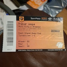17/9/2016 Hull v Arsenal Ticket. 