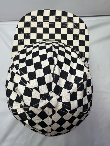 Checkerboard Skate Cap Hat Black & White Check Cotton Weld MFG ADJUSTABLE - Picture 6 of 12