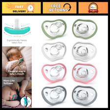 Orthodontic Baby Pacifiers 0-3 Months - Soft Silicone, Curved Comfort, 8pk, Pink