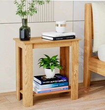 2 Tier End Table With Storage Shelf For Small Spaces