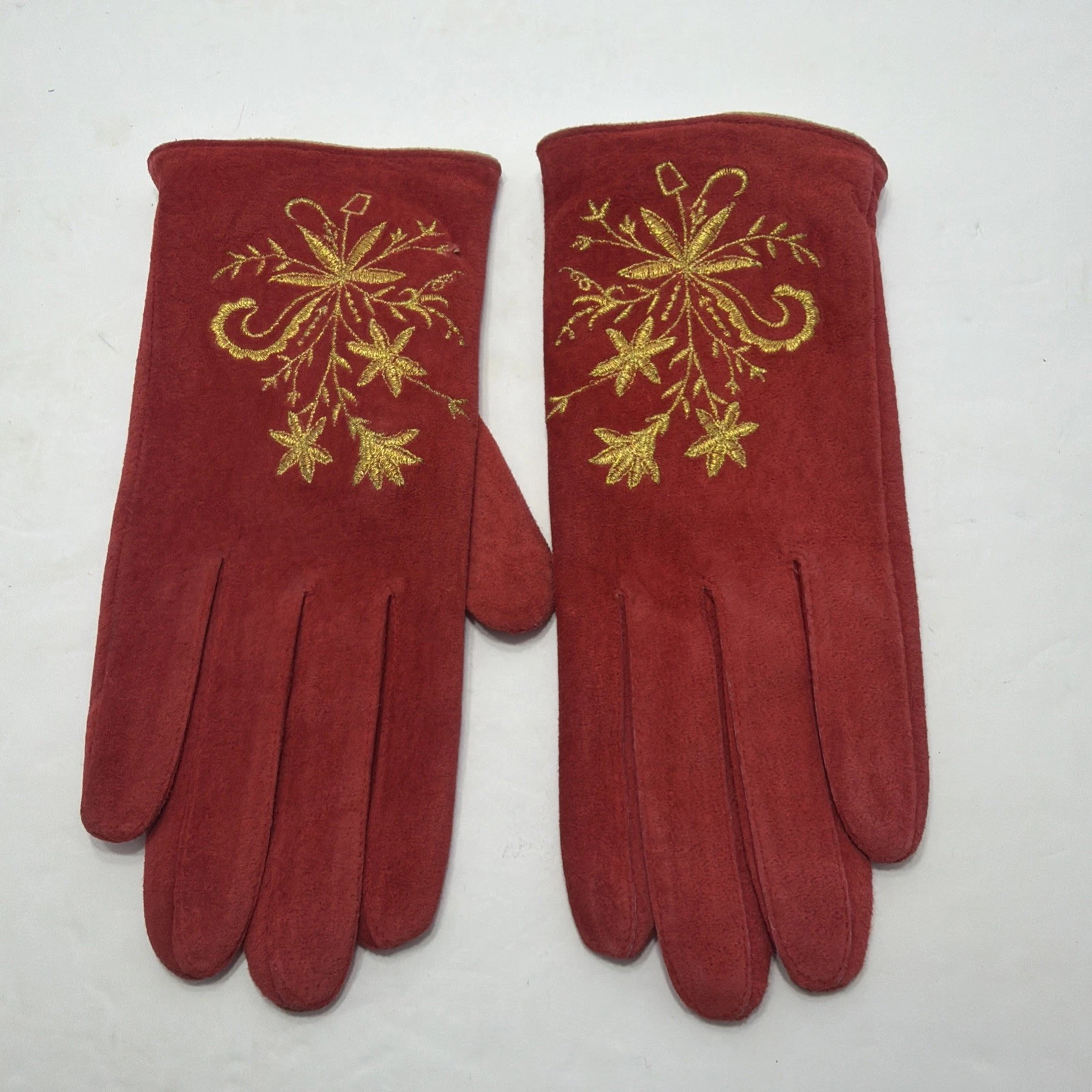 Guy Laroche Red Suede Woman’s Gloves Size S