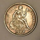 1887 P US Liberty Seated Dime Coin  Sharp XF/AU