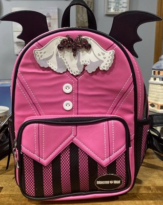 Monster High Draculaura Mini Backpack Purse Handbag Pink Black Bat Wings