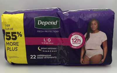 Depend Night Defense Adult Diapers, Incontinence & Postpartum Large
