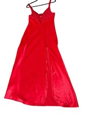 VTG Victoria  s Secret Gold Label Long Satin Slip Dress Night Gown Size M Red