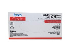 Sysco High Performance XL Nitrile Gloves Powder Free 100 Count Protective Pack