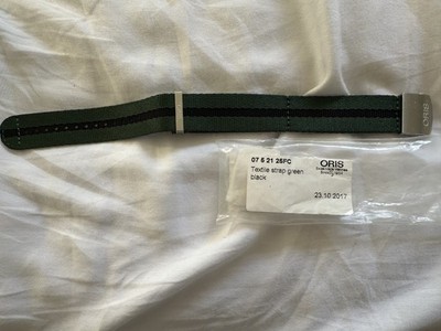 Oris Textil Strap Green Black Complete 07 5 21 25FC with Buckle NWT