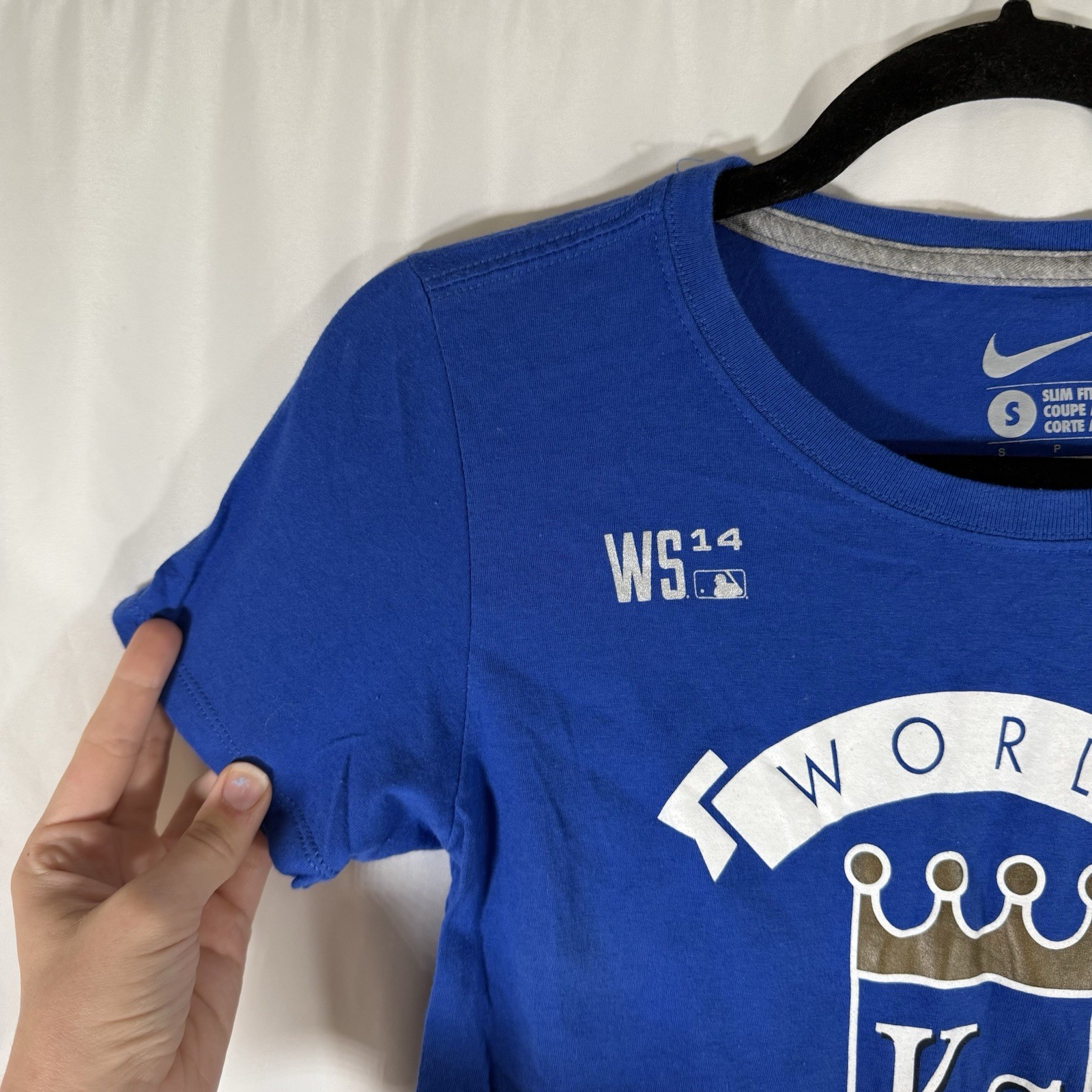 Kansas City Royals World Series 2014 Nike Shirt Women's Small Slim Fit Short Slv thumbnail 4