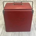 Vintage Coca-Cola Red Metal Ice Chest Cooler 1940-1950s 17x16x12”